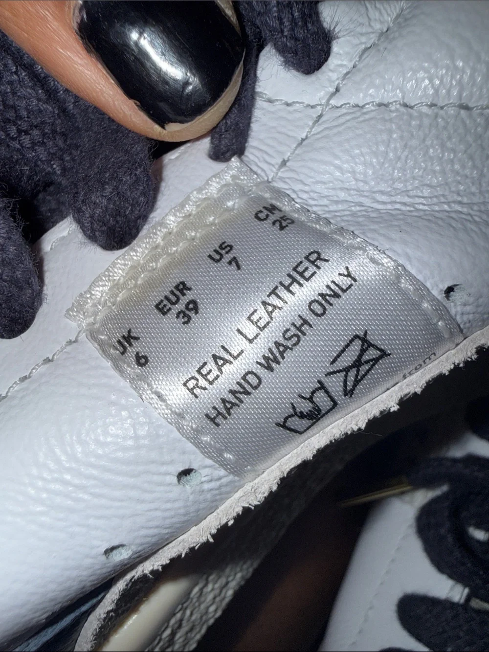 Puma White Leather Sneakers with Navy Laces and Gold Accents
